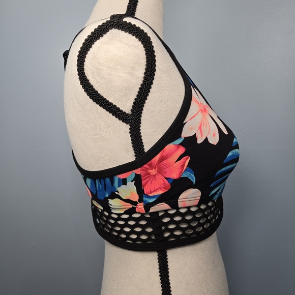 Victorias Secret VS PINK UItimate Unlined Racerback Sports Bra Black Floral XS/S - Picture 5 of 11